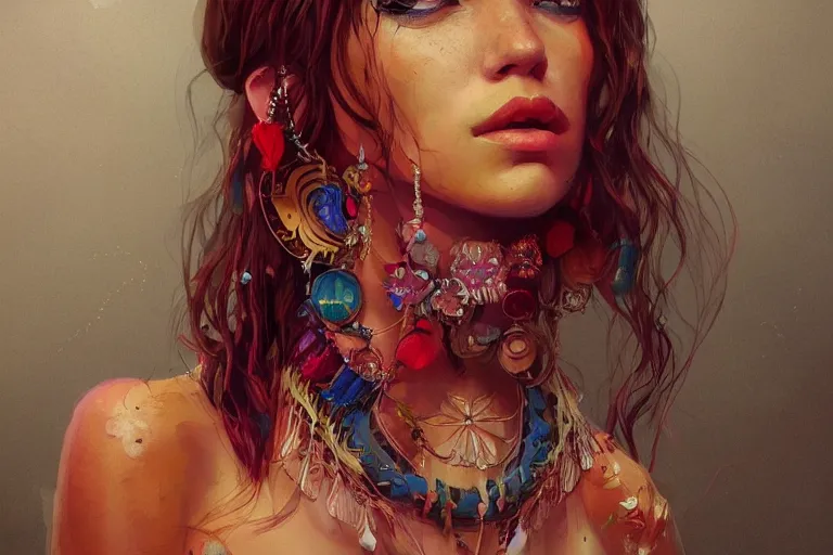 Image similar to a beautiful bohemian girl, intricate, highly detailed, digital painting,, artstation, official media, concept art, rich vivid colors, ambient lighting, sharp focus, illustration, art by wlop