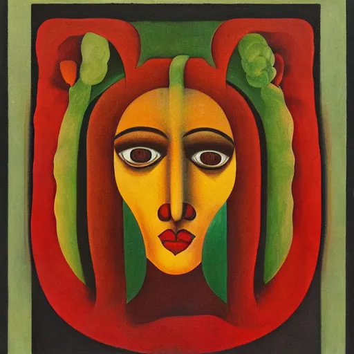 Image similar to floral face portrait by leonetto cappiello and wojciech siudmak and ernst fuchs, anni albers, oil on canvas