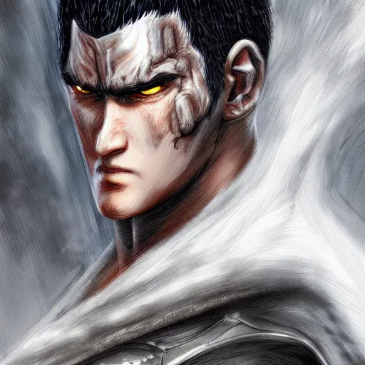 Image similar to digital painting portrait of guts from berserk extremely detailed, made by wlop and maxwell boas