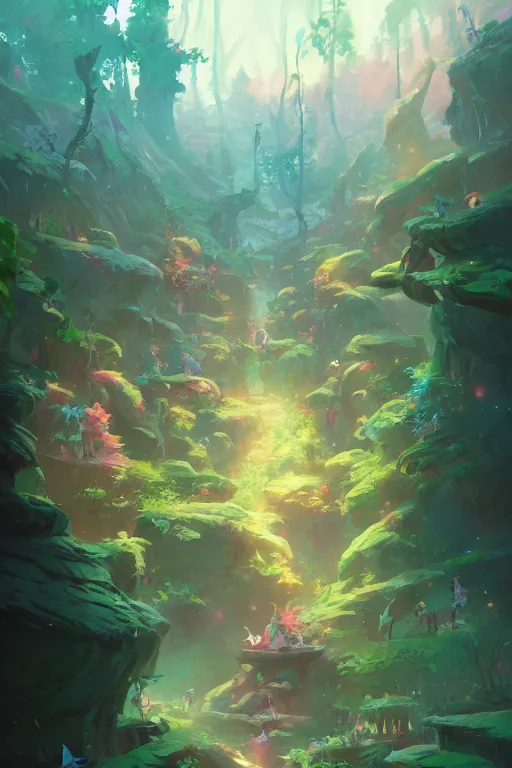 Prompt: fairy City in an ancient forrest , official fanart behance hd artstation by Jesper Ejsing, by RHADS and Makoto Shinkai and Lois van baarle and ilya kuvshinov and rossdraws