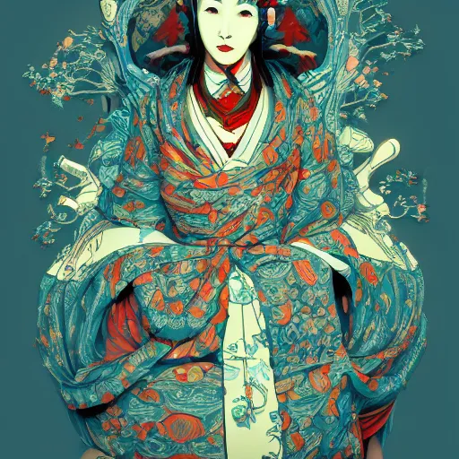 Prompt: james jean style, utagawa kunisada 3 d style, vfx art, unreal engine render, claymation style, colourful, volumetric light, digital painting, digital illustration, dramatic light,