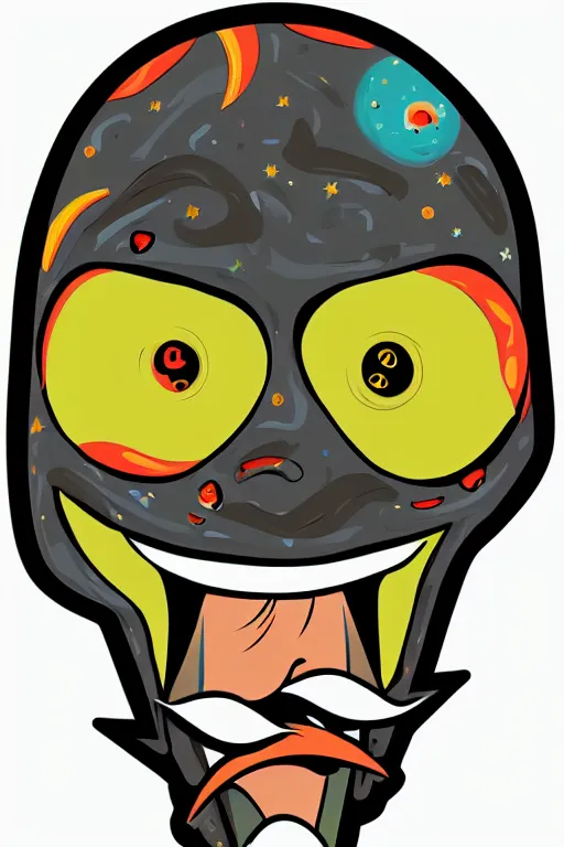 Image similar to rockstar alien, art by brian miller, sticker, colorful, illustration, highly detailed, simple, smooth and clean vector curves, no jagged lines, vector art, smooth