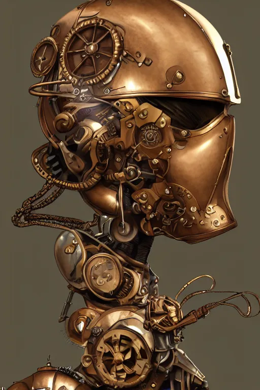 Image similar to steampunk helmet fantasy art mask robot ninja stylized digital illustration sharp focus, elegant intricate digital painting artstation concept art global illumination ray tracing advanced technology chaykin howard and campionpascale and cooke darwyn and davis jack