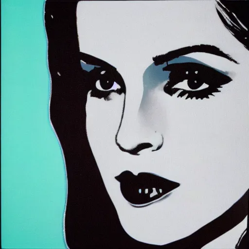 Image similar to lana del rey by andy warhol