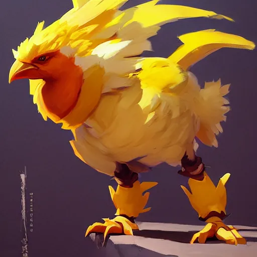 Prompt: greg manchess portrait painting of fully armed chocobo as overwatch character, medium shot, asymmetrical, profile picture, organic painting, sunny day, matte painting, bold shapes, hard edges, street art, trending on artstation, by huang guangjian and gil elvgren and sachin teng