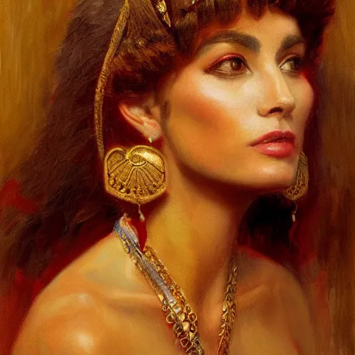 Image similar to a beautiful portrait cleopatra, by gaston bussiere, craig mullins, 8 k