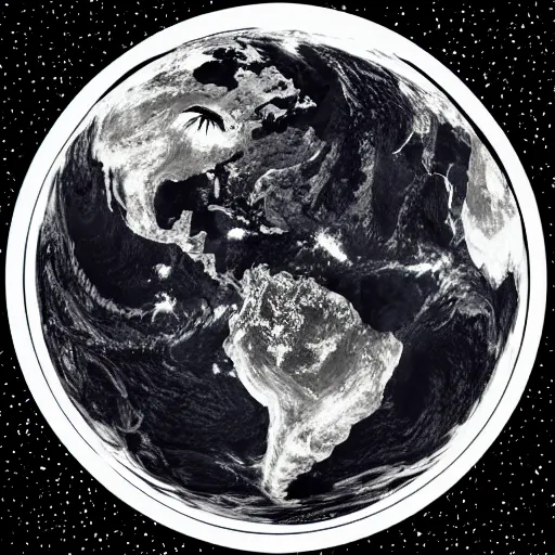 Image similar to earth logo, black and white color, vector arts, highly detailed, unreal engine,