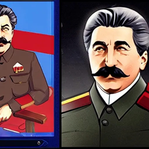 Prompt: Stalin as a JRPG Boss