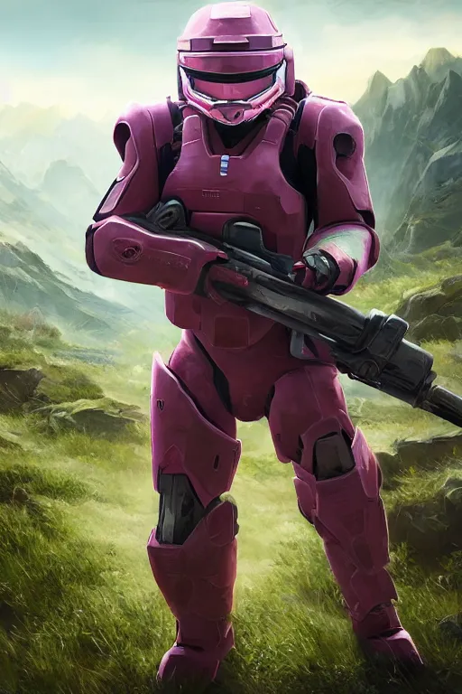 Image similar to wigglytuff pokemon playing as master chief, oil on canvas, intricate, 8 k highly professionally detailed, hdr, cgsociety