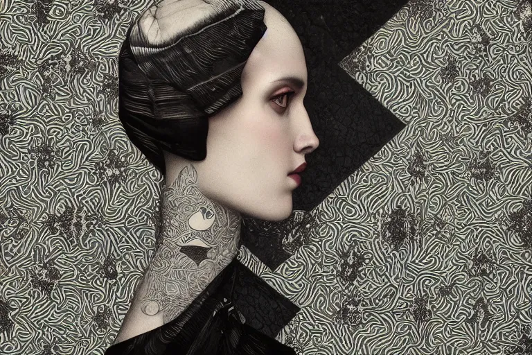 Image similar to a black pattern on a white background, highly detailed, geometric, award winning, by Tom Bagshaw