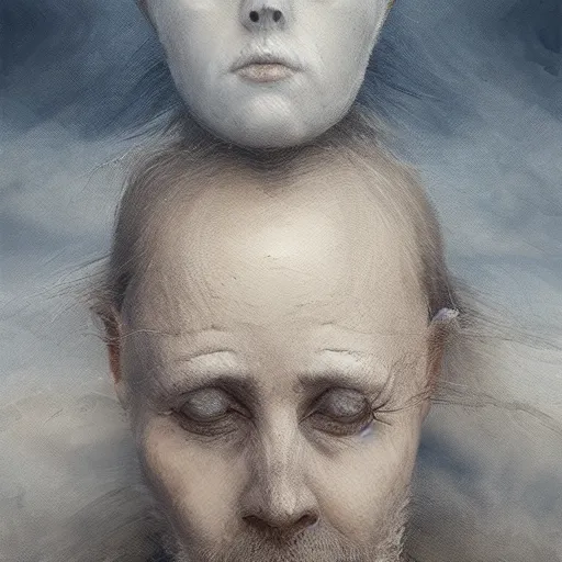 Image similar to a three headed sea hag, extremely detailed oil portrait, digital art, oil painting, cold blue tones, unreal 5 render, digital art, octane render, beautiful composition, trending on artstation, award winning photograph, masterpiece