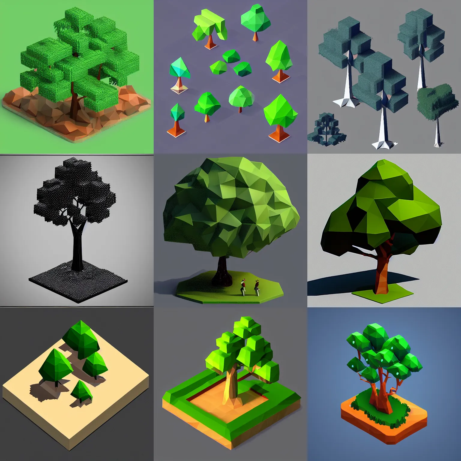 Prompt: low poly isometric tree