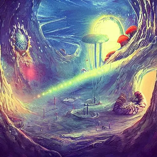 Image similar to “🍄 sci-fi fantasy art”