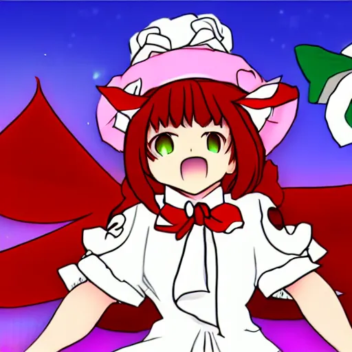 Image similar to screenshot of danny devito as a touhou character