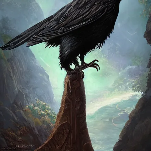 Image similar to raven watching the world! underneath, d & d, fantasy, intricate, elegant, highly detailed, digital painting, artstation, concept art, smooth, sharp focus, illustration, art by dragolisco