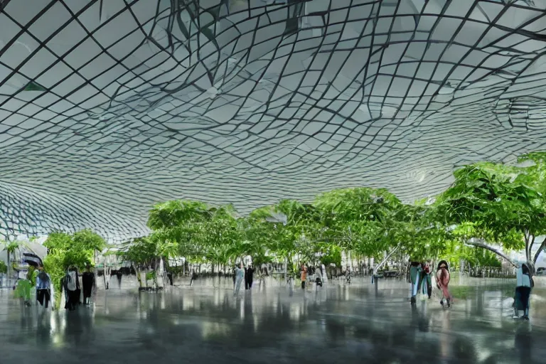 Image similar to Big futuristic airport terminal interior in the Philippines with green plants