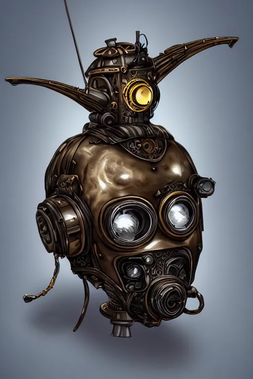 Prompt: steampunk helmet fantasy art mask robot ninja stylized digital illustration sharp focus, elegant intricate digital painting artstation concept art global illumination ray tracing advanced technology chaykin, howard and campion, pascale