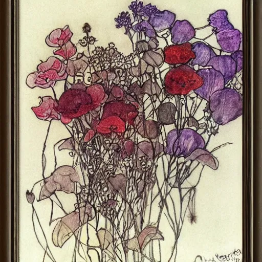 Image similar to A beautiful painting of flowers by Arthur Rackham