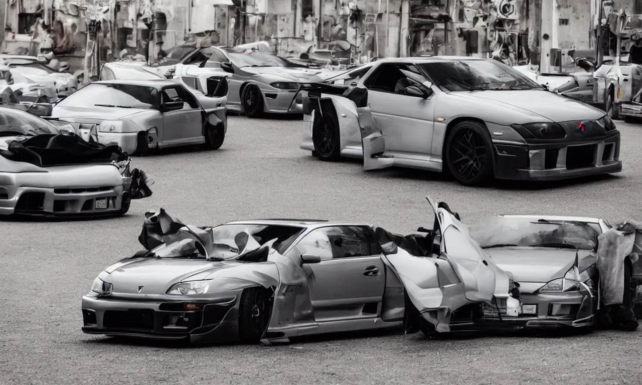 Image similar to a car made from lamborghini + r 3 4 + supra + benz + honda civic