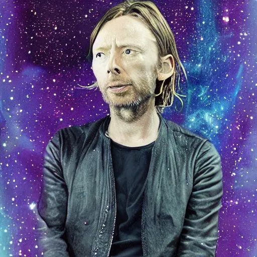 Image similar to thom yorke floating in space