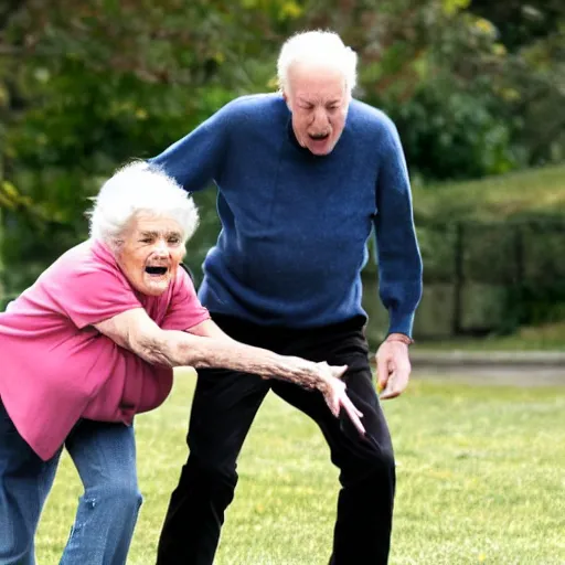 Prompt: taylor swift tripping old people in the park