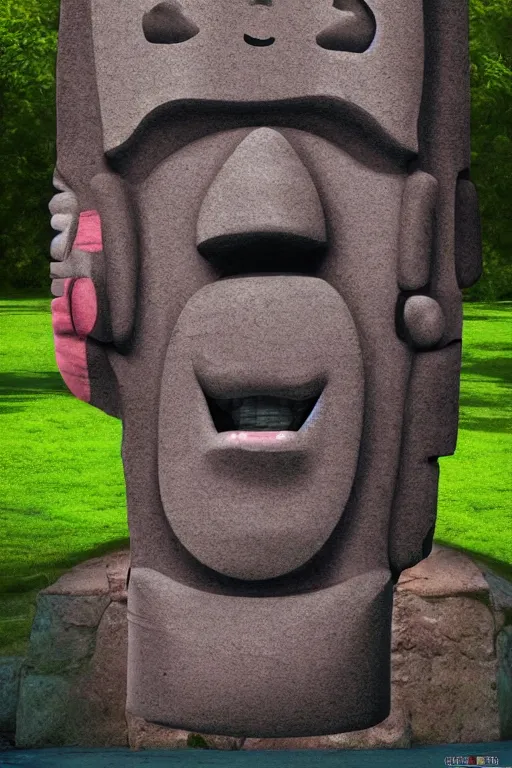 Prompt: caricature cartoon moai statue popart slap face cronobreaker, beeple, by thomas kinkade simpson family art contest