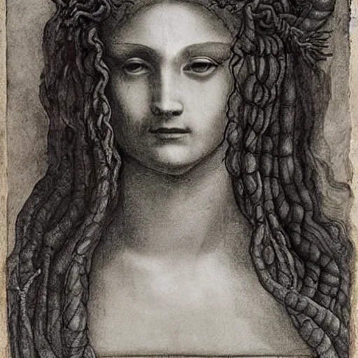 Image similar to Medusa portrait by Leonardo da Vinci