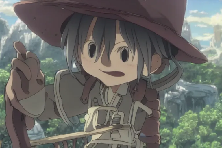 Image similar to screenshot from the made in abyss anime, perfect faces, fine details