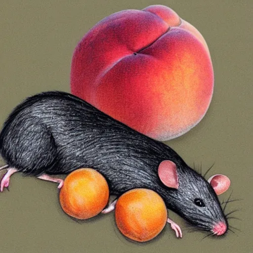 Image similar to A peach with a rat