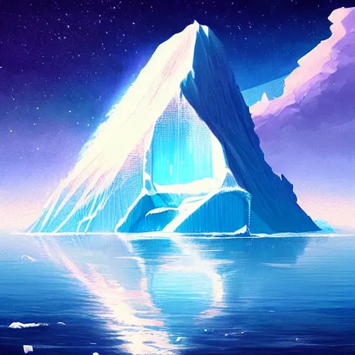 Image similar to iceberg floating in space, by anato finnstark, by alena aenami, by john harris, by ross tran, by wlop, by andreas rocha