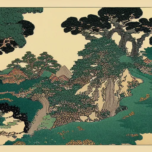 Prompt: the shire, highly detailed, intricate, in the style of hokusai