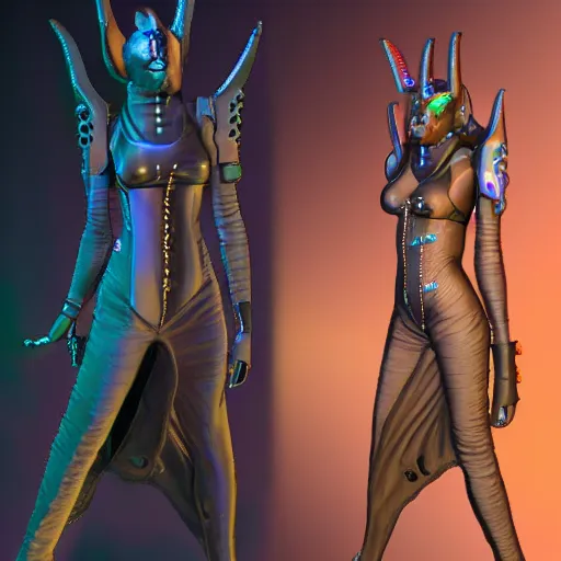 Prompt: cyberpunk anubis female