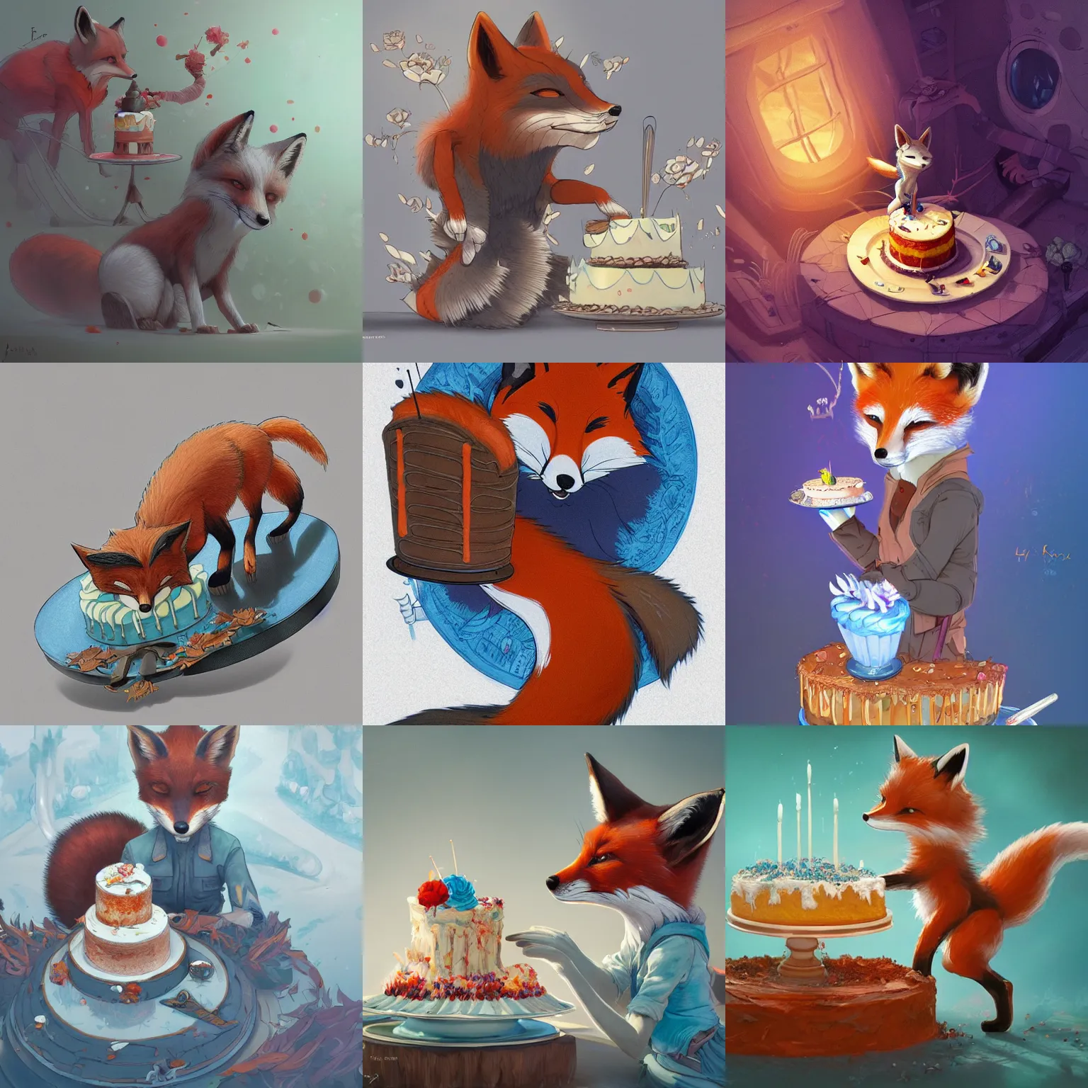 Prompt: a fox steal a cake in the style of Jin Kagetsu, James Jean and wlop, highly detailed, masterpiece, award-winning, sharp focus, intricate concept art, digital painting, ambient lighting, 4k, artstation, RTX 3080