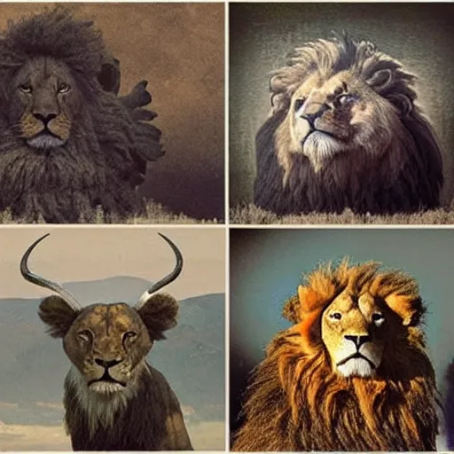 Image similar to four living creatures that had eyes all over their bodies, in front and behind. The first of them looked like a lion; the second looked like a bull; the third looked like a human being, and the fourth looked like an eagle in flight. Each one of these living beings had six wings, and eyes on all sides, and they did not stop singing day and night, hiperrealista, unreal engine 5, cinema4D, octane render Detailed, cinematographic, artstation Greg rutkowski