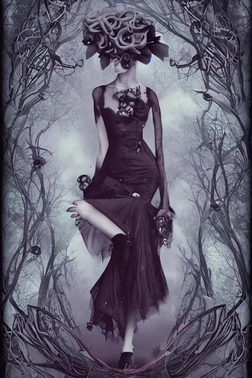 Prompt: haunted - punk, lovecraftian, art nouveau, by natalie shau