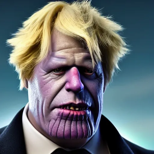 Prompt: boris johnson as thanos, reality, 8 k,