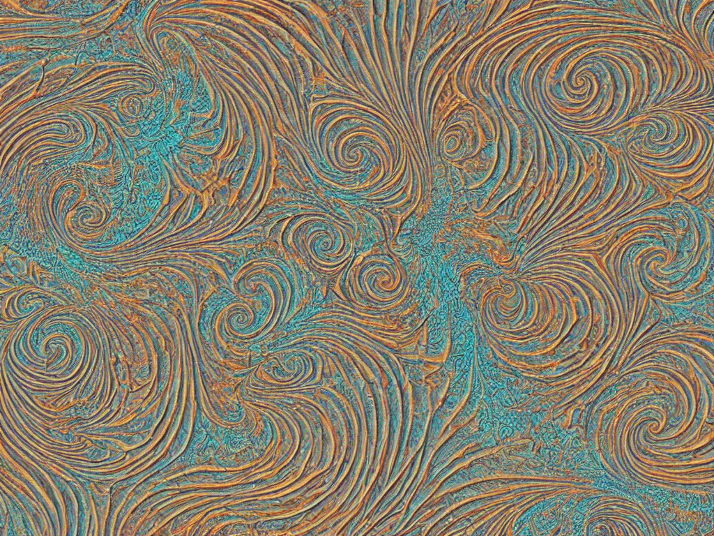 Image similar to 3d embossed bumpy textured maze fractal swirling muted colors, by ernst haeckel