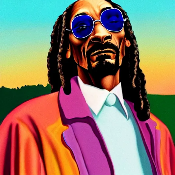 Prompt: beautiful illustration of a Snoop Dogg by Edward Hopper, clean lines, very detailed, colorful octane render