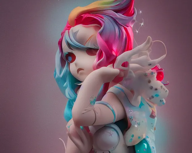 Image similar to james jean isolated magical girl vinyl figure, figure photography, holographic undertones, anime stylized, glitter accents on figure high detail, ethereal lighting sigma 8 5 mm f _ 8