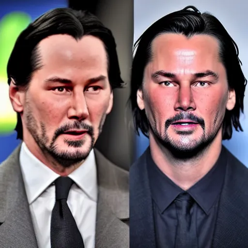 Prompt: a man who is a genetic combination of keanu reeves and leonardo dicaprio face and upper - body focus