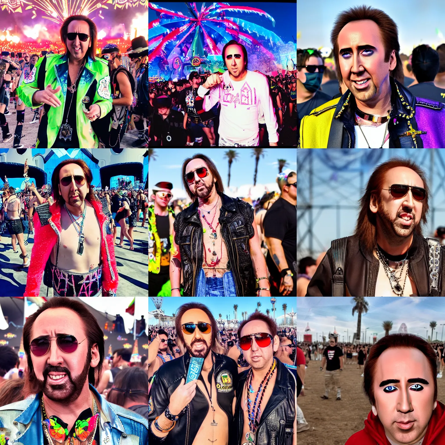 Prompt: young Nicolas Cage attends EDC Las Vegas, HDR, 4k, Copyright National Geographic 2021