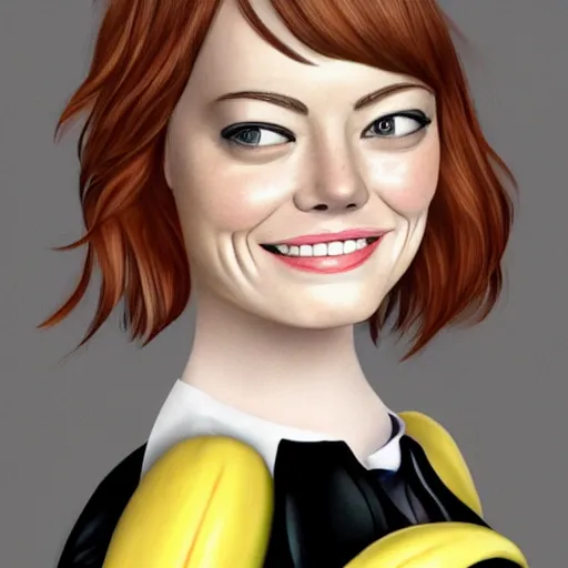 Image similar to emma stone as an anthropomorphic banana