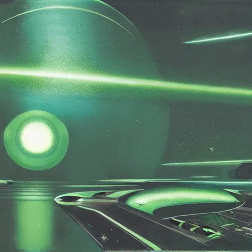 Image similar to Green nebula without planets, Syd Mead, John Harris, Federico Pelat,