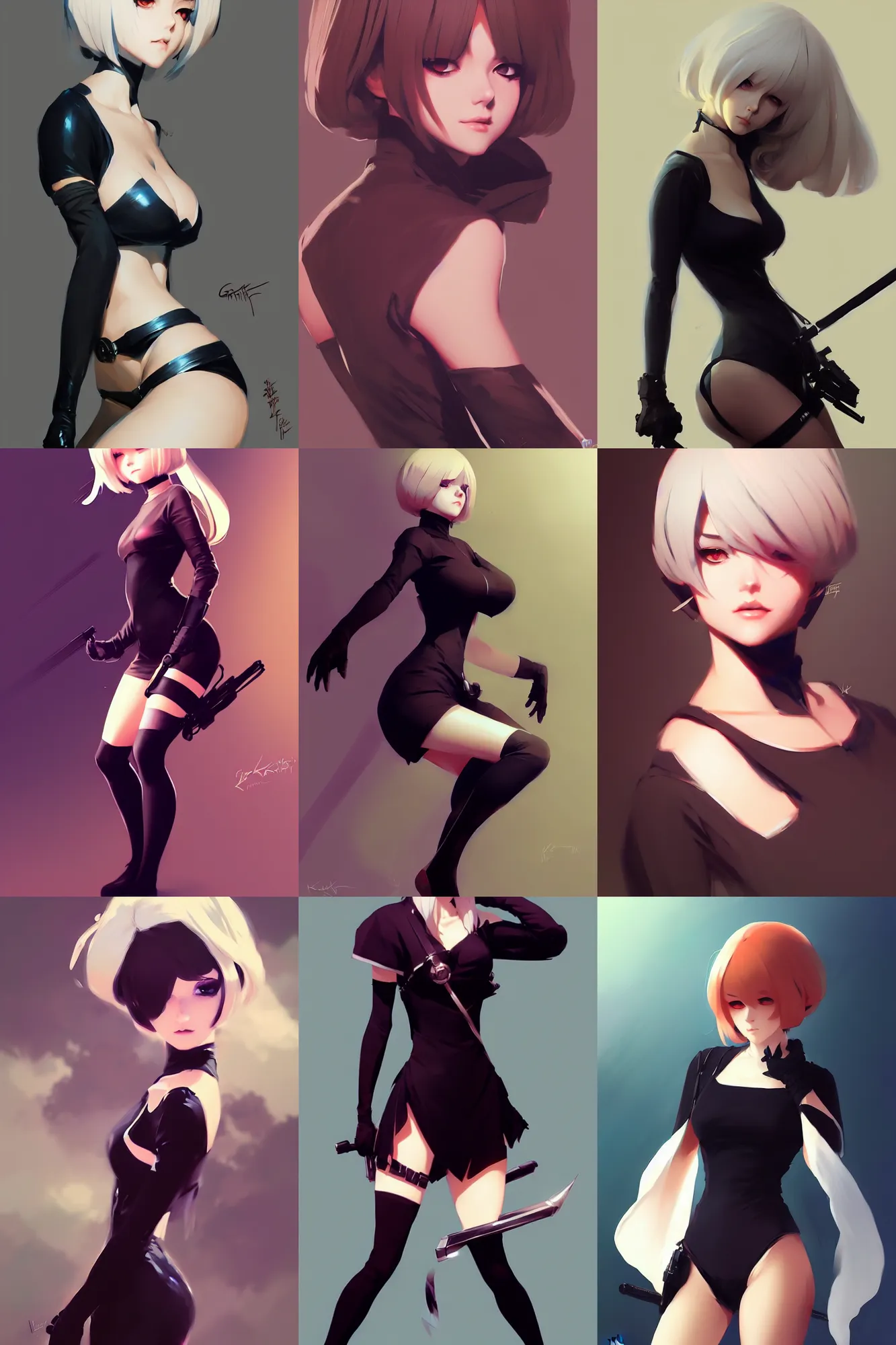 Prompt: gorgeous 2b by ilya kuvshinov, krenz cushart, Greg Rutkowski, trending on artstation