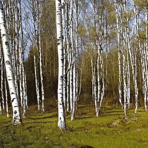 Image similar to Postcard of a copse of silver birch trees set by a rocky outcrop