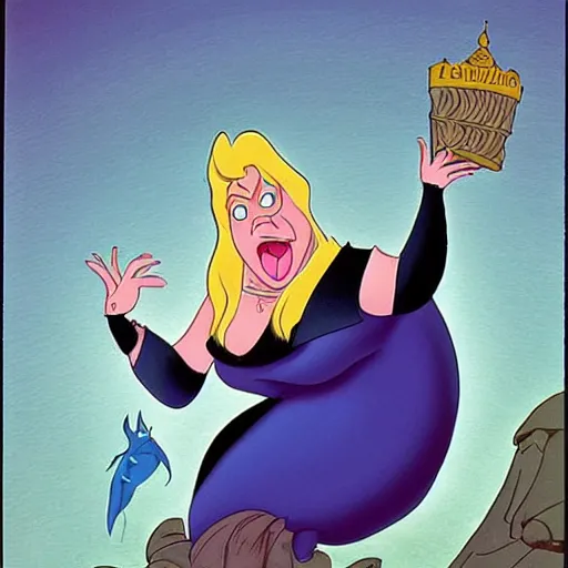 Prompt: ( ( boris johnson ) ) as ursula the witch from the little mermaid, disney, cartoon,