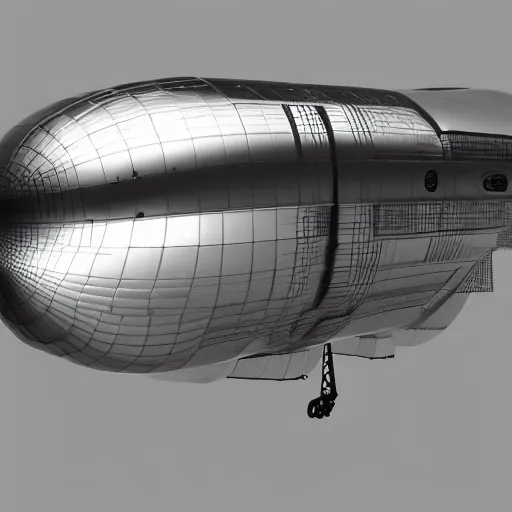 Prompt: retrofuturistic armored blimp, 3 d render, octane, ray tracing, ultra high resolution, ultra detailed, photorealistic, 8 k