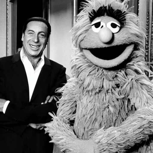 Image similar to silvio berlusconi as a special guest of sesame street, 8 0 s photo