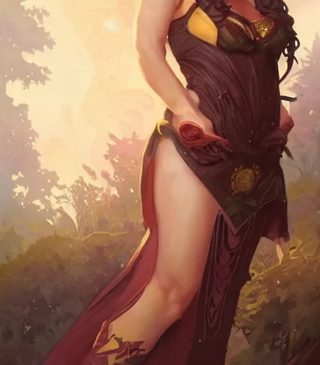 Image similar to Attractive Tiefling Druid,full body, dungeons and dragons portrait, highly detailed, digital painting, artstation, concept art, sharp focus, illustration, art by artgerm and greg rutkowski and alphonse mucha