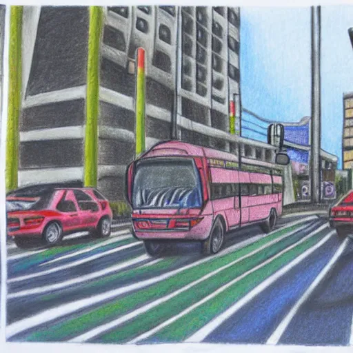 Image similar to chibuya crossing, colored pencil drawing